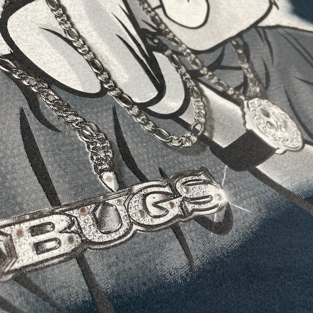 Vintage Looney Tunes Bug Bunny Bling Bling Black T-Shirt Men's 3XL 2000s 90s - Picture 4 of 10